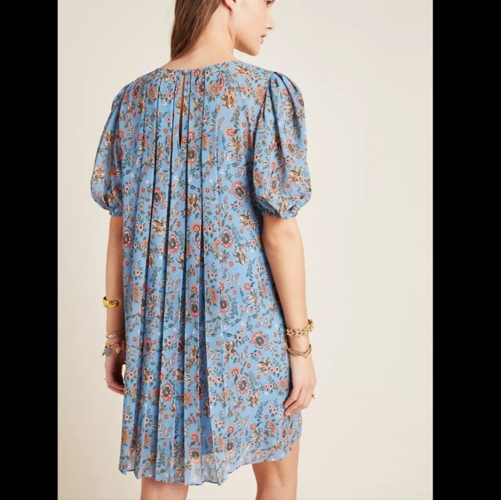Sachin & Babi Marina Pleated Swing Dress with puffed sleeves in floral print - Picture 3 of 12